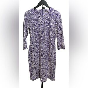 J.McLaughlin Catalina Sheathe Dress - Purple & Cream print